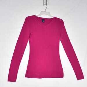 Basic Editions Women's Knit Top Size Medium V Neck